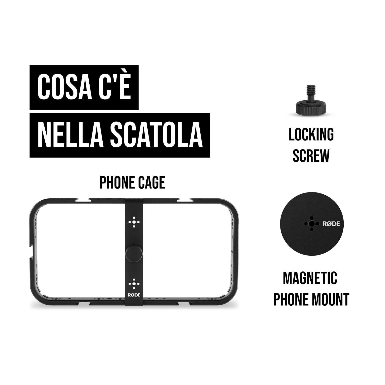 RØDE Phone Cage Gabbia Magnetica per Filmmaking Mobile, Per Creazione di Contenuti Smartphone, Cinque Cold Shoe, Gestione Cavi