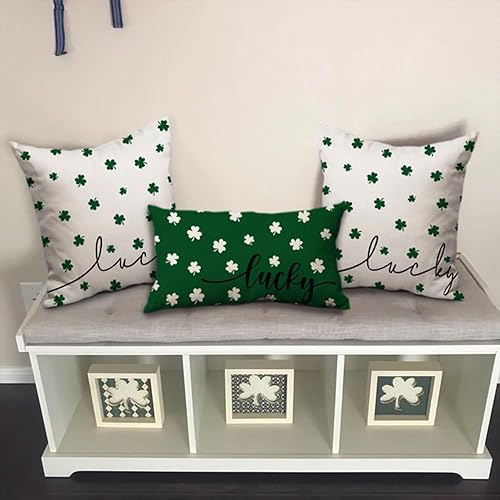Miniatura 2 de DFXSZ Fundas de almohada del Día de San Patricio de 12 x 20 pulgadas, decoración de trébol verde de la suerte, fundas de almohada del día de San