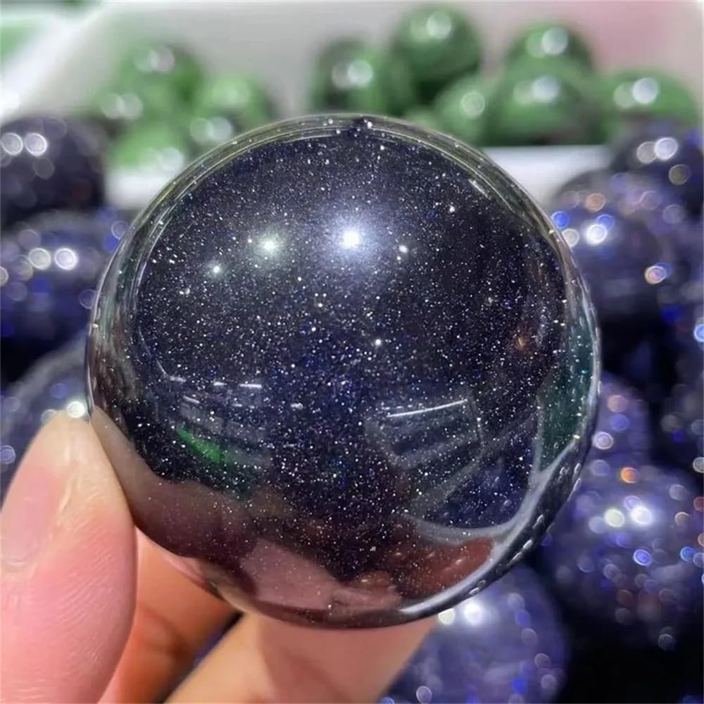 YLQUXEUV 1pc 5-6cm Blue Golden Sandstone Crystal Ball Polished Sphere for Home Decor Gift for Friends & Family