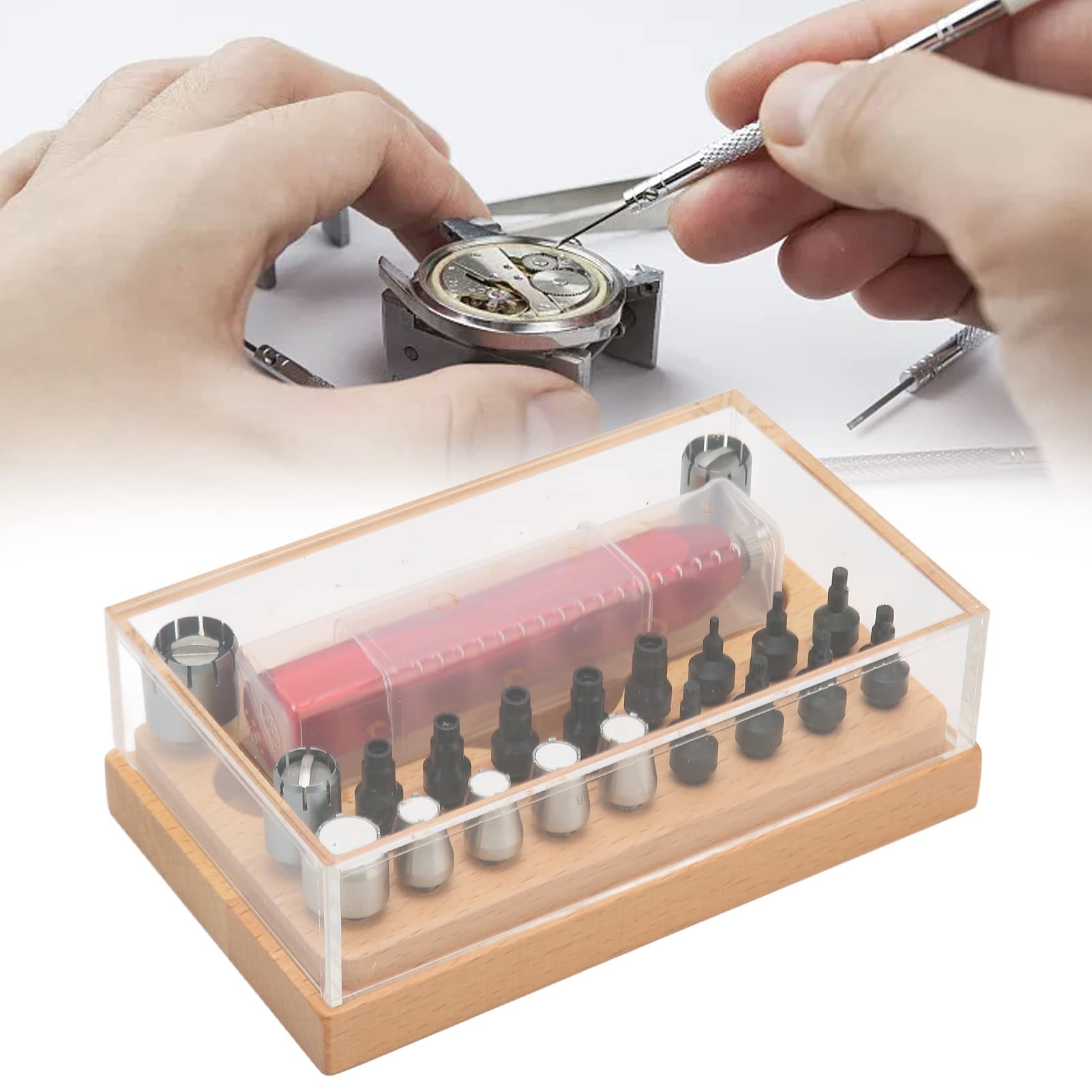 Ensemble d'outils de retrait de tube de couronne de montre, extracteur de tube de boîtier de montre portable en acier inoxydable, outil de remplacement de batterie de montre, ensemble de tournevis d