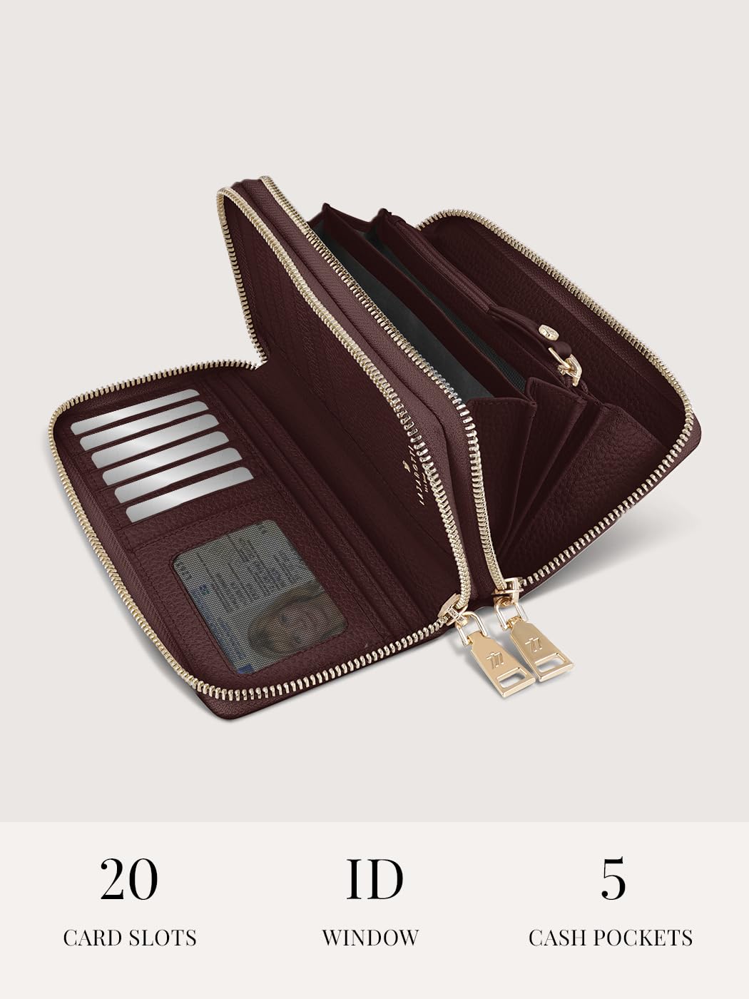 Lazarotti Bologna XL Leder Geldbörse Damen | 2 große Reißverschlussfächer, 20 Kartenfächer, Münzfach, RFID-Schutz | 20 x 4 x 11 cm