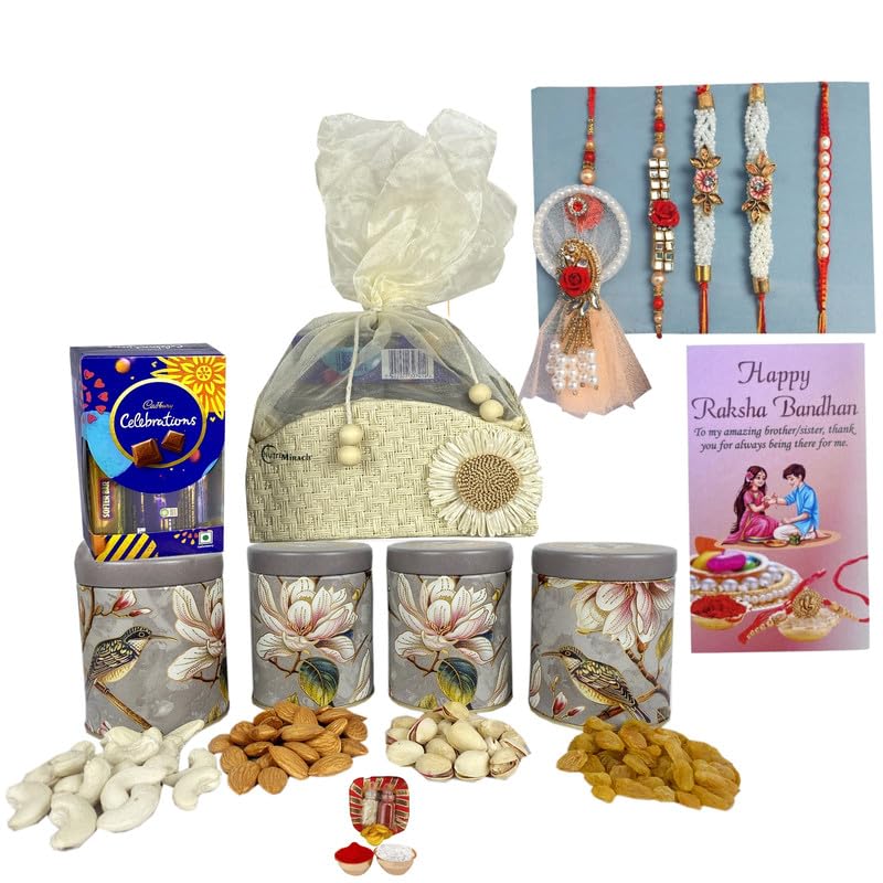 Image of NUTRI MIRACLE Nutritious Rakhi Basket with Bites for Traditional Gifting | Dry Fruit Gift Pack for Corporate Recognition