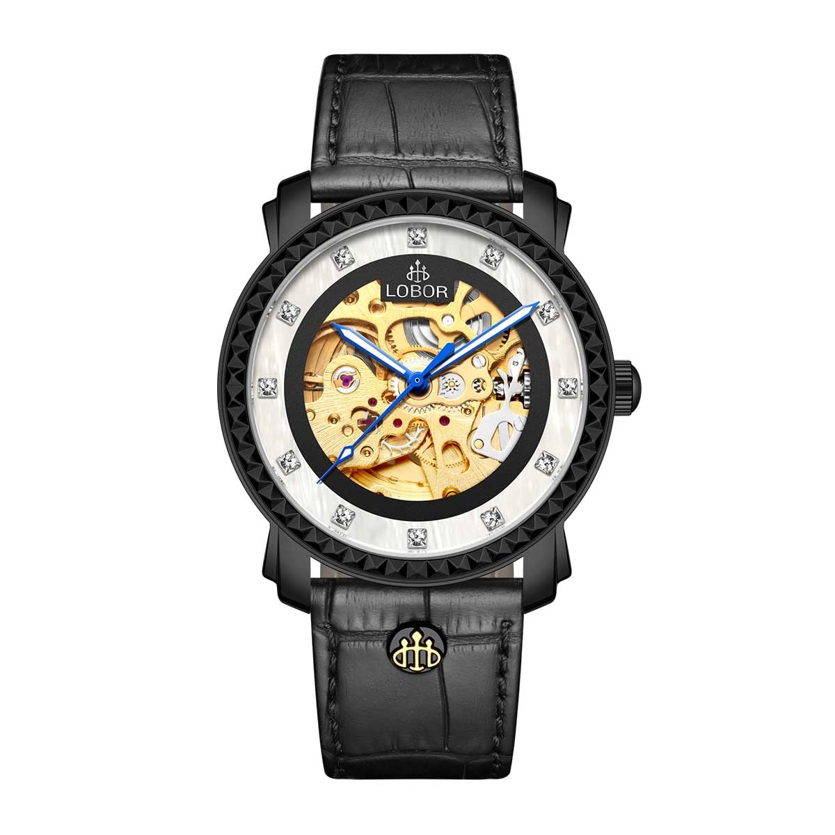 LOBORUnisex 40mm Skeleton Automatic Watch Stainless Steel Case Mechanical Watch