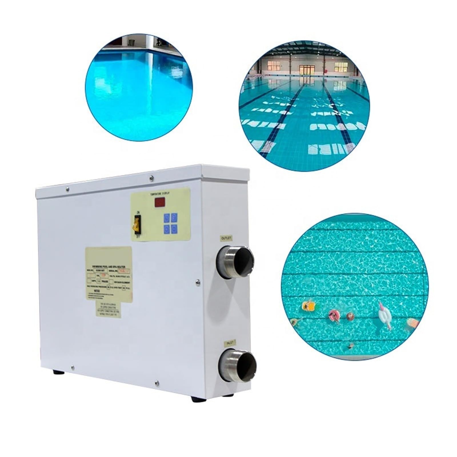 Pompe à Chaleur for Piscine et Spa 5,5 à 20 KW avec Interrupteur thermostatique, Chauffe-Eau électrique for piscines creusées et Hors Sol avec Une efficacité de Chauffage élevée(5.5KW)