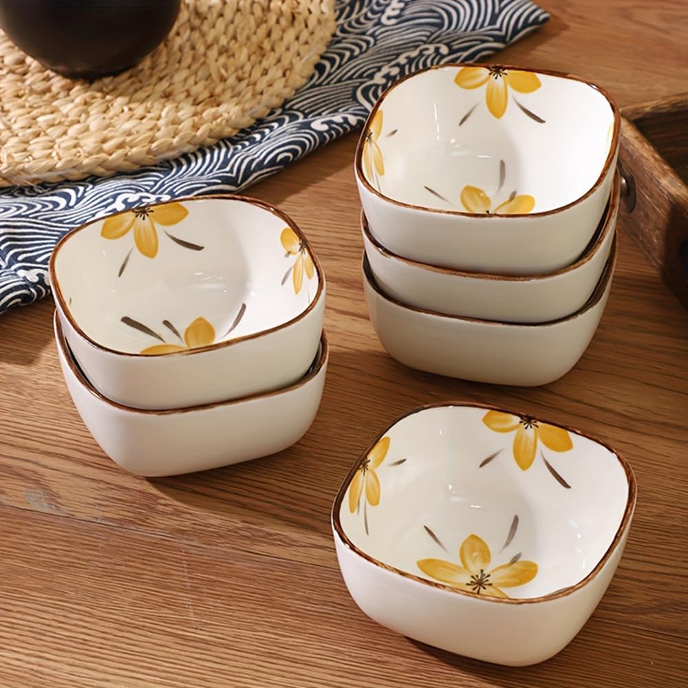 Netram Store Porcelain Dinner Plates Set with Seasoning Dish and Ceramic Dipping Bowls Traditional Japanese Style for Pasta Cake Salad Dessert Serving (9.4 cm *4.5 cm - Pack of 8) 2