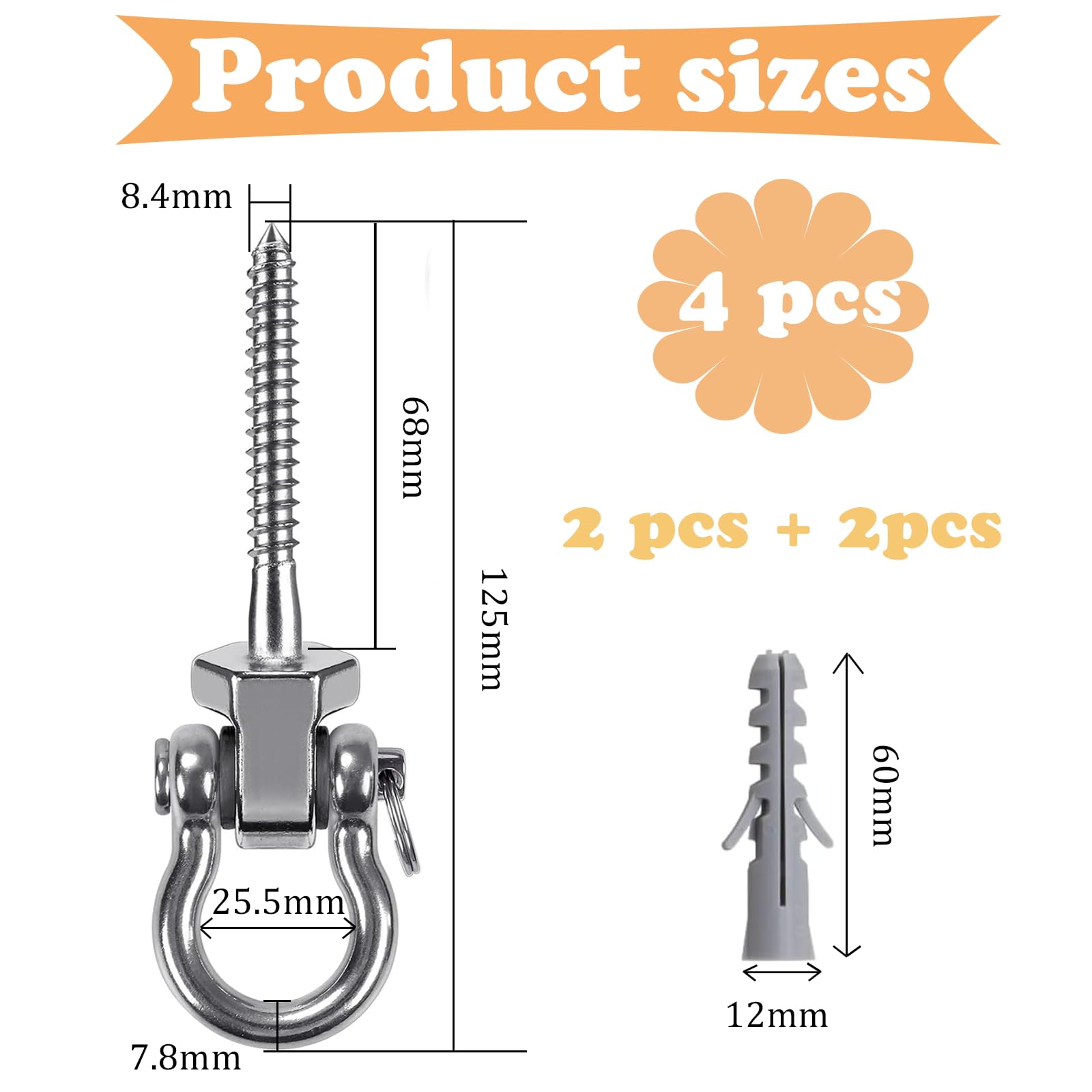 2 Pièces Crochet De Balançoire, 180° Crochet Plafond, Crochets De