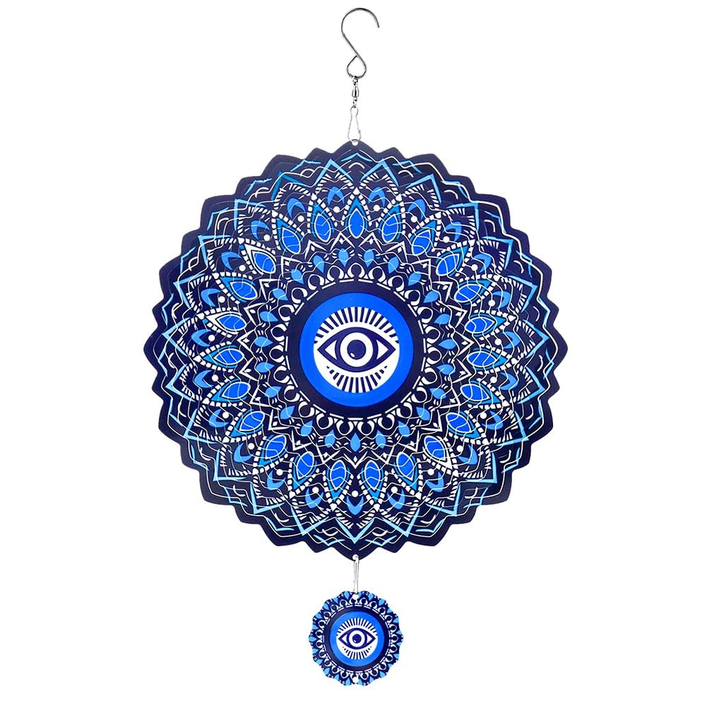 Aniyaa Mandala Eye Wind Spinner Metal 3D Rotating Windchimes Luxury Art Garden Hanging Outdoor Decoration, Easy to Use Fine Workmanship