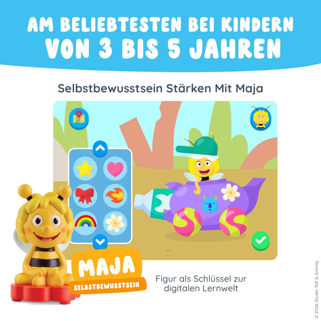 Edurino Figur Die Biene Maja Selbstbewusstsein Stärken mit Maja ab 3 Jahren inkl. App | Innovatives & digitales Lernspiel | Selbstvertrauen | Durchhaltevermögen | Selbstständigkeit