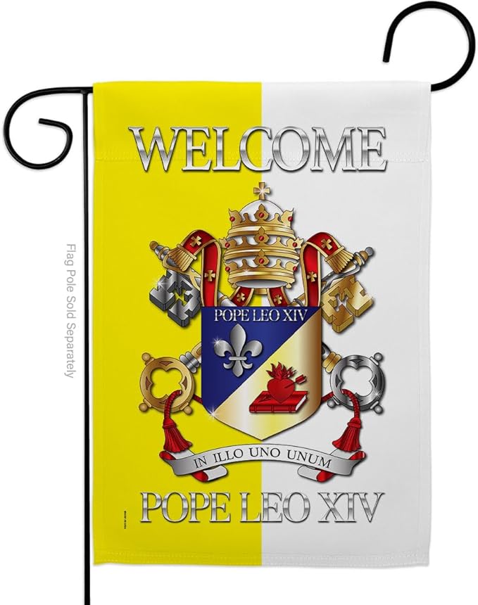 Welcome Pope Leo Garden Flag Memorabilia Decor Religious Yard Sign Picture Print Habemus Papam Decorations American Papal Poster Vatican Canvas Roman Tapestry Catholic Gifts Made In USA