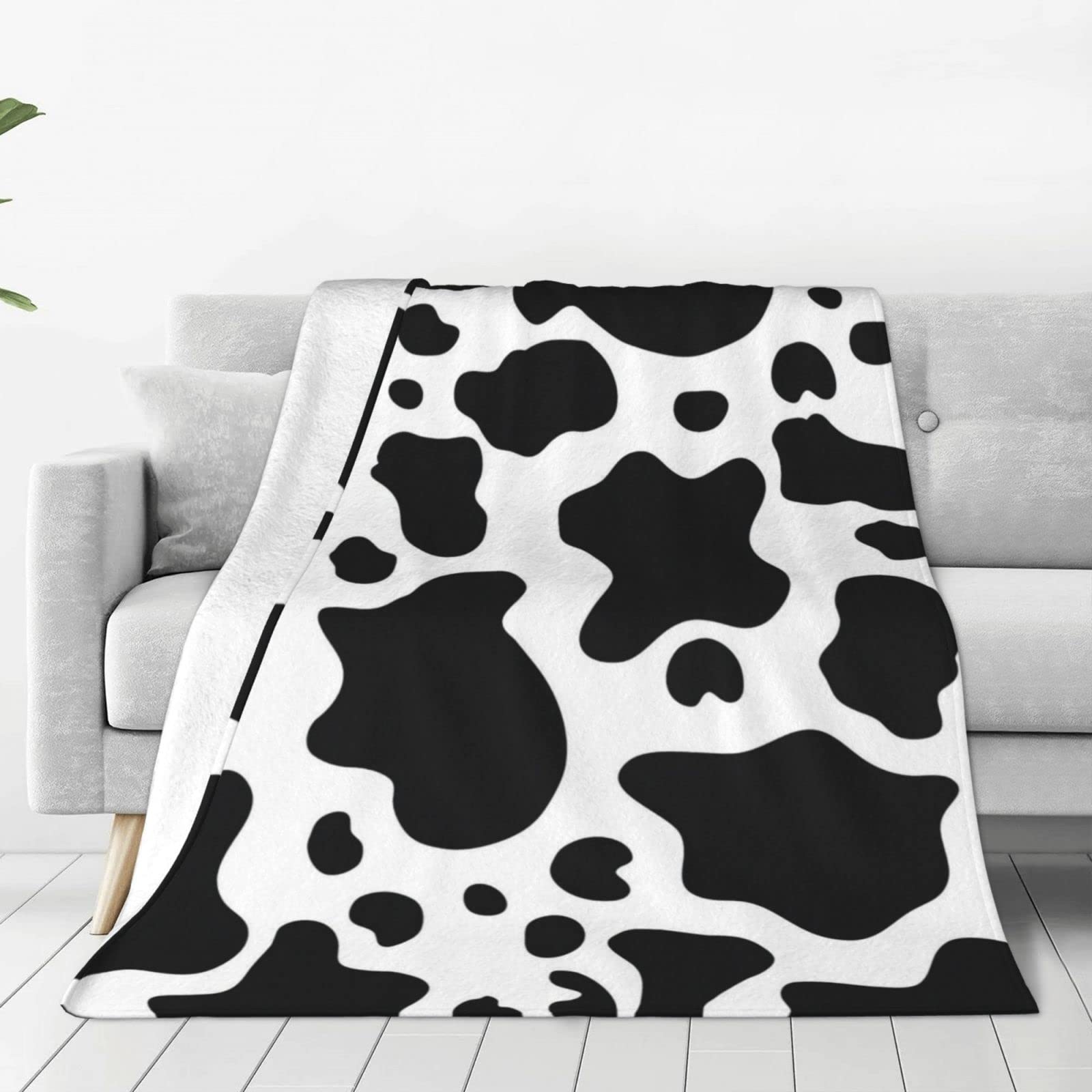 Couverture lit chambre canapé micro polaire douce noir blanc