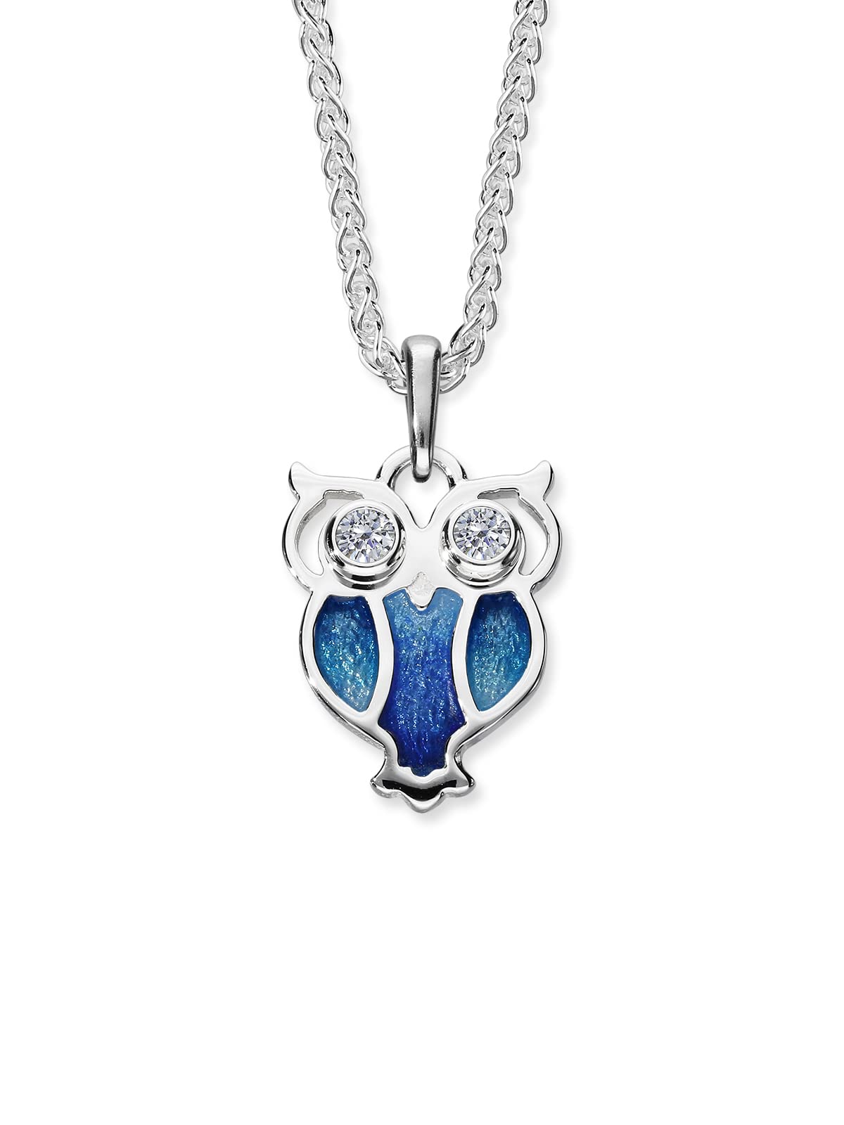 ORTAK 925 Sterling Silver Handmade Pendant Necklace Handmade Hot Glass Hand Enamel Oasis And Waterfall Colourways Owl Design With Cubic Zirconia Fine Jewellery Made In Scotland