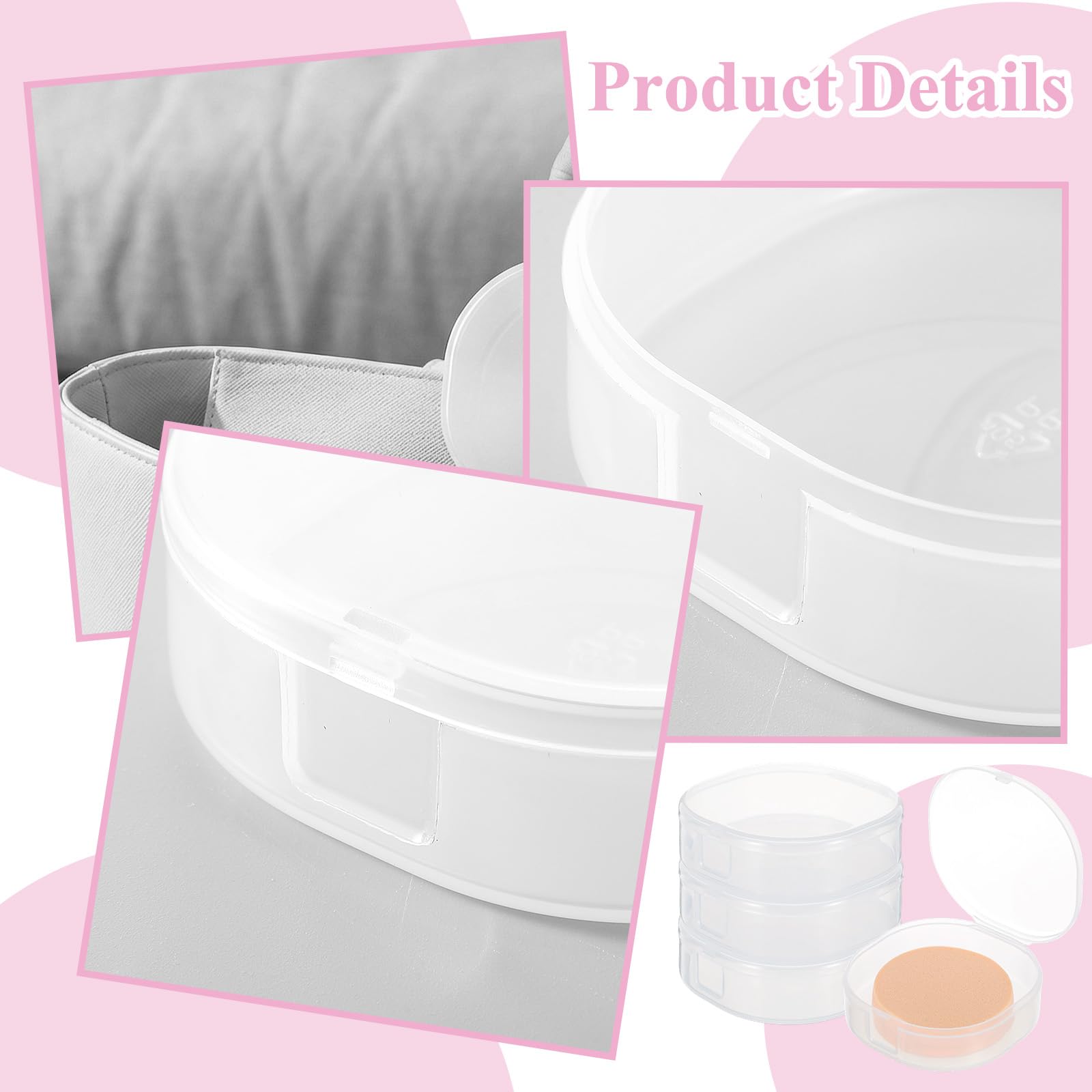 Qianyu 4 piezas de algodón portátil redondo soporte plástico cosméticos almohadillas de algodón contenedor de viaje dispensador de esponja de maquillaje pequeña transparente caja de almacenamiento
