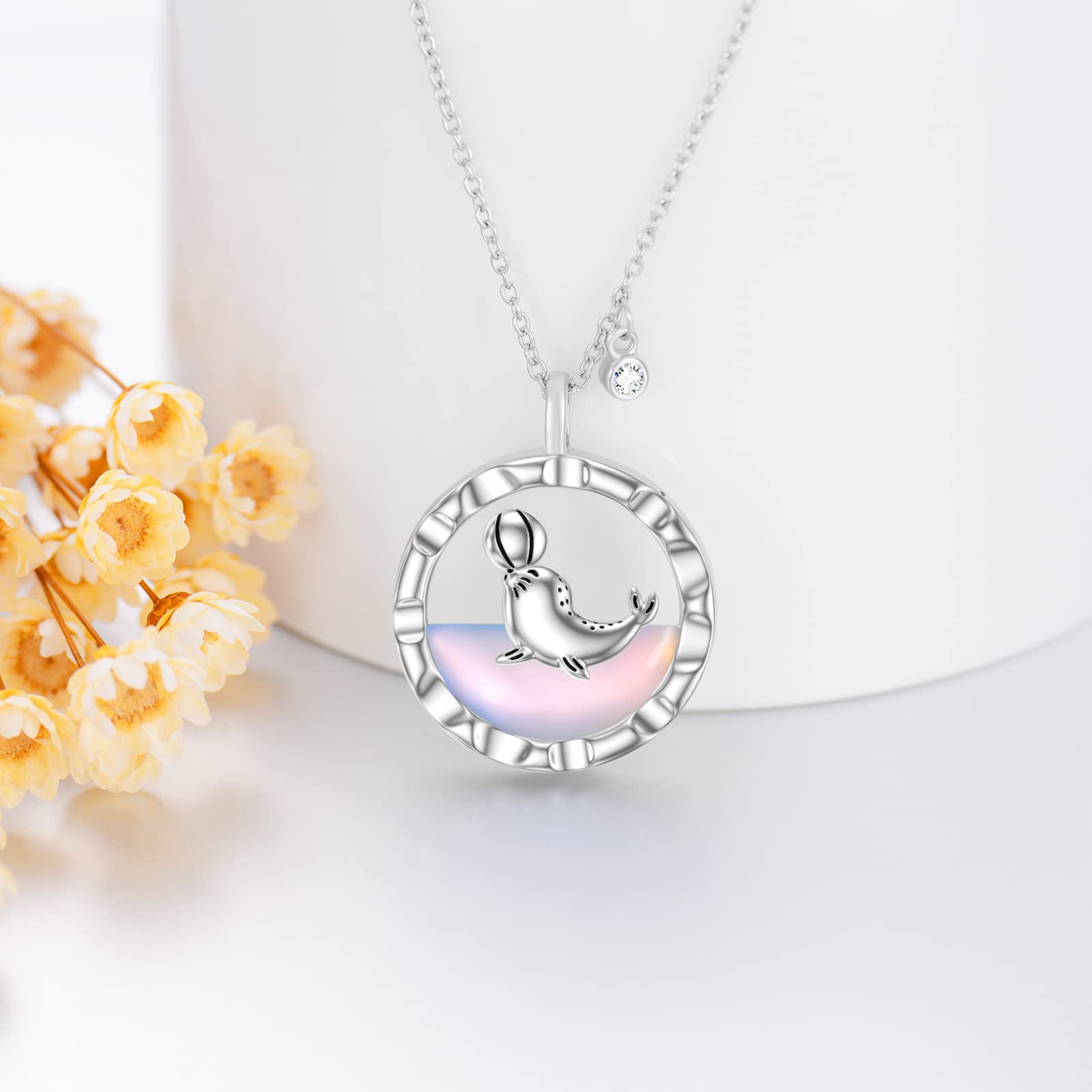 VONALA Sigillo di luna collana in argento Sterling 925 da donna, ciondolo in argento per donne, gioielli pensa ipoallergenico, con sigillo di pallina da gioco, regalo per ragazze adolescenti, regalo