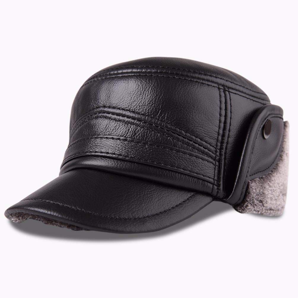 Cappello in Vera Pelle, Berretto con paraorecchie Invernali da Uomo
