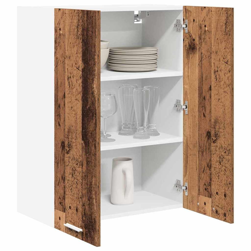 Hängeschrank mit Speicher Altholz 60 x 31 x 80 cm Holzwerkstoff, Küchenschrank mit Stauraum, Mehrzweckschrank mit Tür, ideal für Vorratsschrank, Organizer, Esszimmer, Arbeitsplatte
