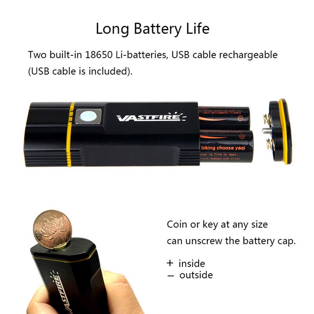 SANWAN Lot de 2 phares avant de vélo étanches rechargeables par USB 6000 lm