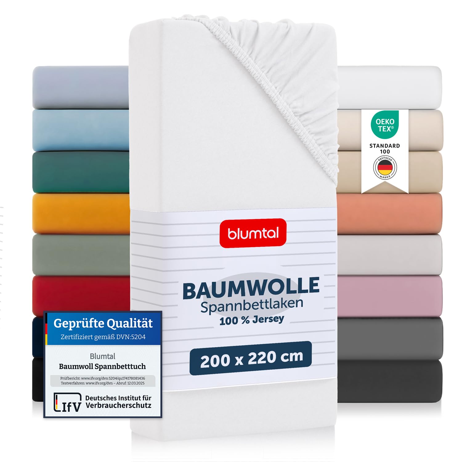 Blumtal® Basics Spannbettlaken Jersey - Bettlaken aus 100% Baumwolle - Oeko-TEX zertifiziertes Spannbettlaken