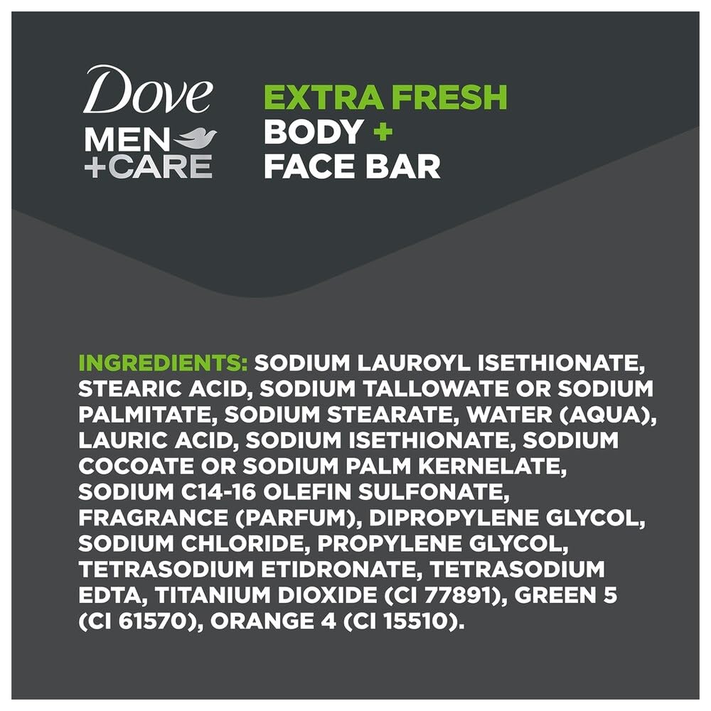 Dove Men + Care Body & Face Bar, Extra Fresh 4 ea ( Pack of 2)