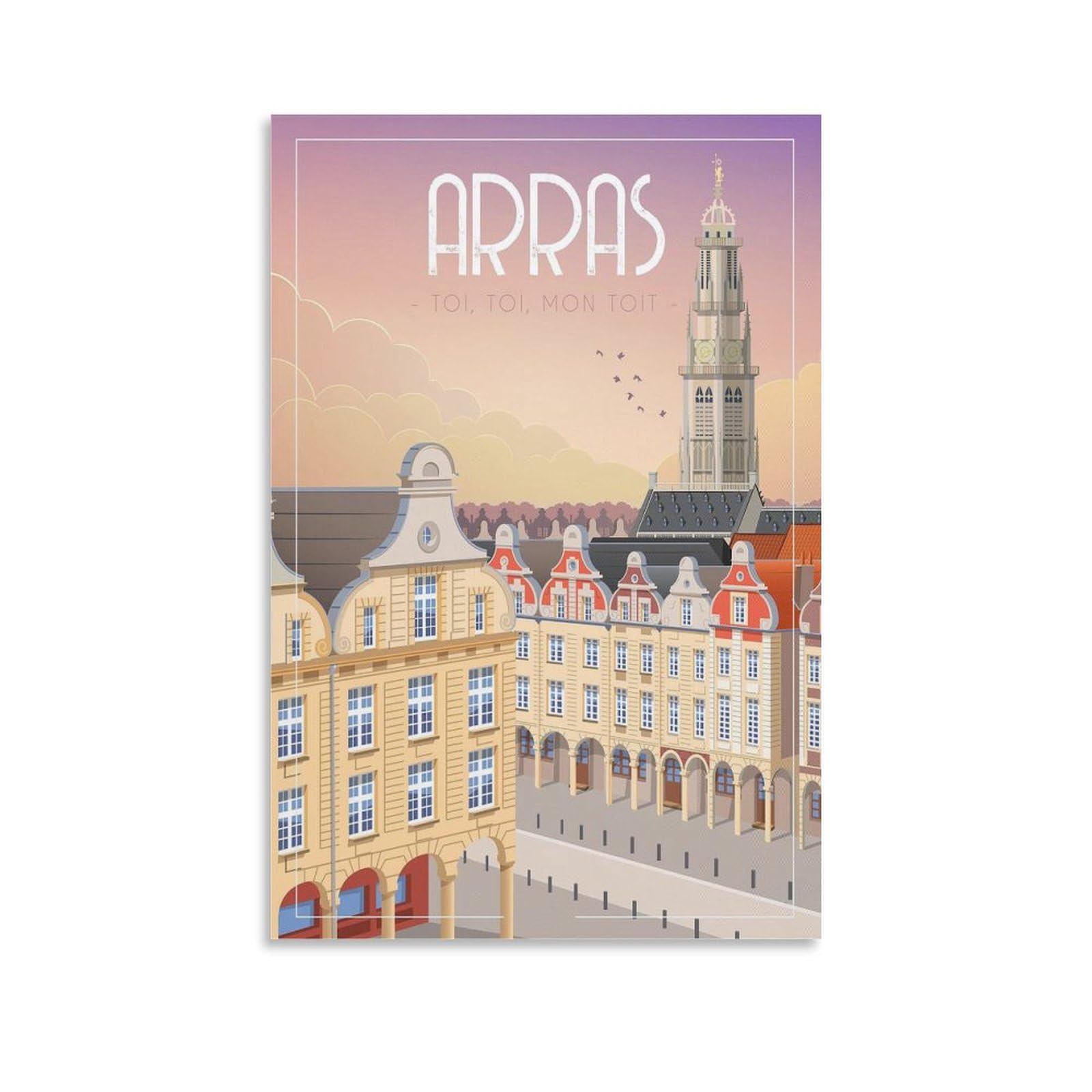 France Arras Posters Vitger Travel Poster Canvas Art Wall Room House Decor Bedroom Office Posters Prints Wall Art Paitings Rustic Home Decorate for Living 20x30inch(50x75cm)