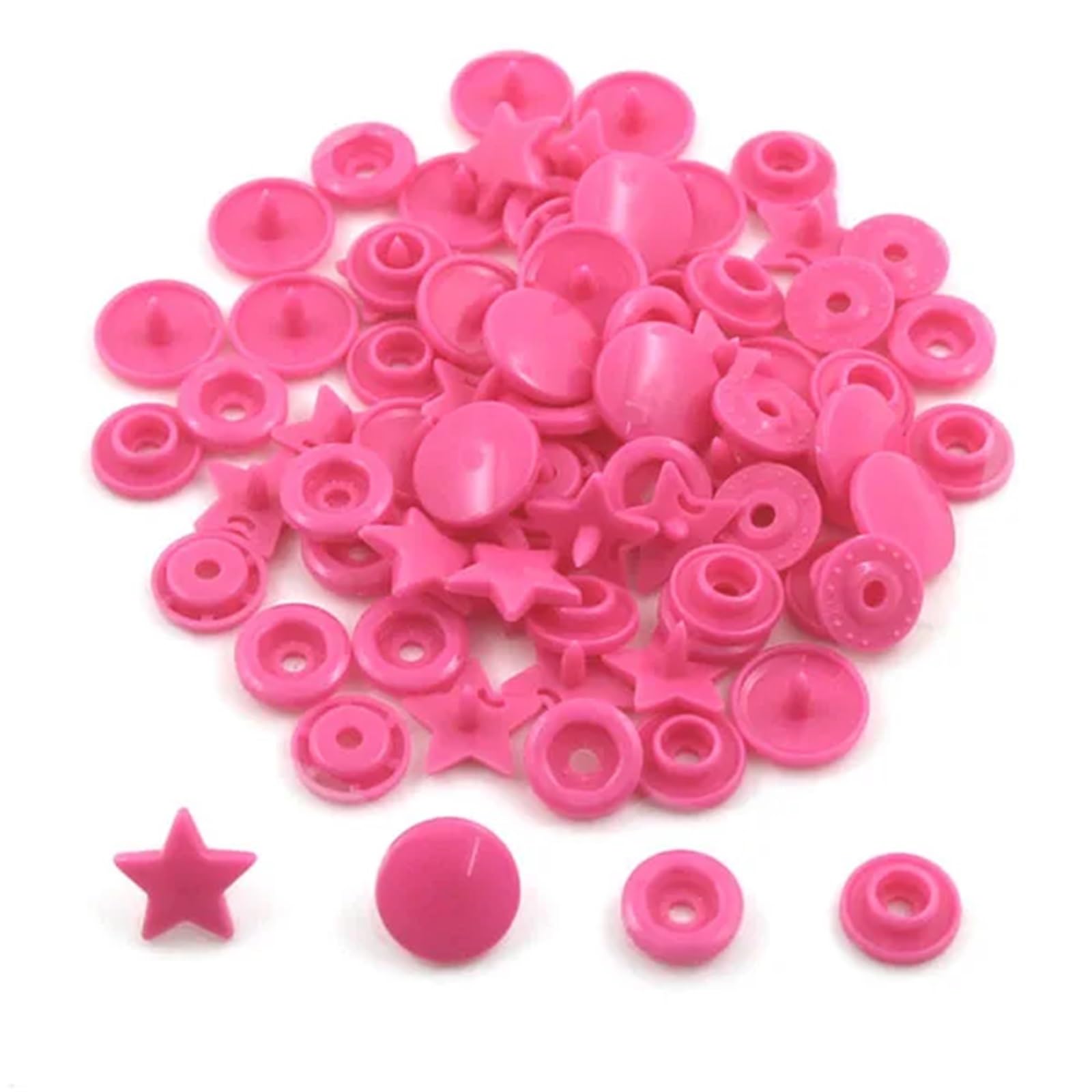 T5 Plastic Snap Buttons 200 Sets KAM Star Heart Decorative for Clothes Press Studs Fasteners Garment(B47 Star)