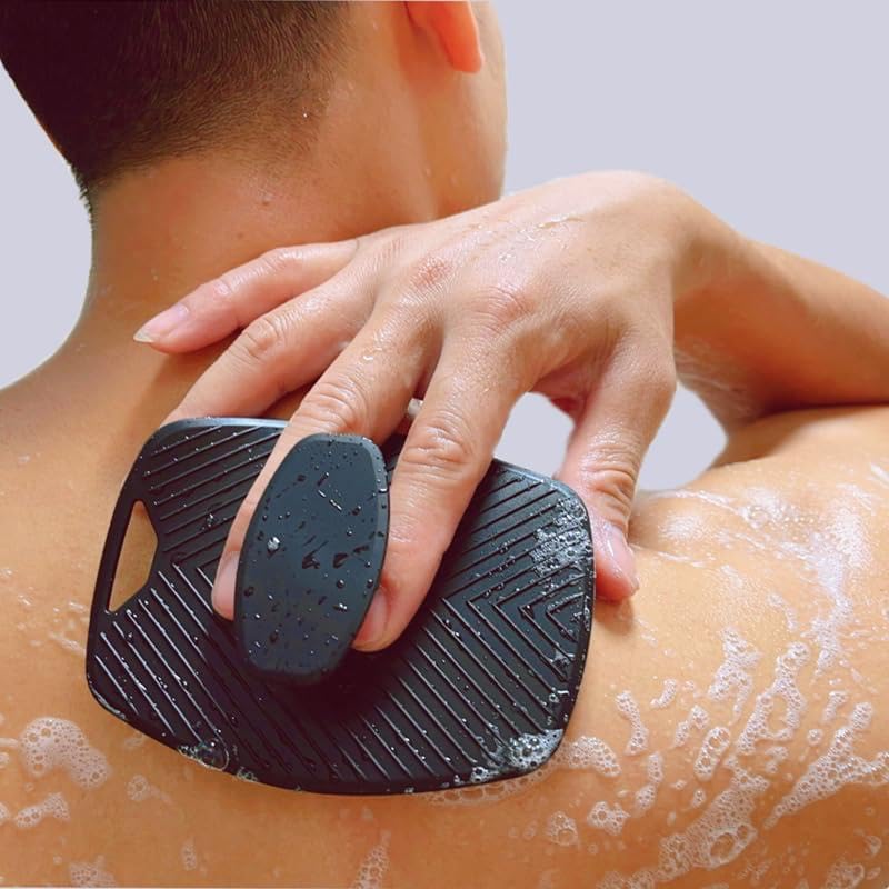 Image of Silicone Body Scrubber for Bath | Soft Exfoliating Shower Scrubber with Lather Boosting Bristles | Deep Cleansing Exfoliator with Non-Slip Handle | Hygienic Bath Brush for Men & Women