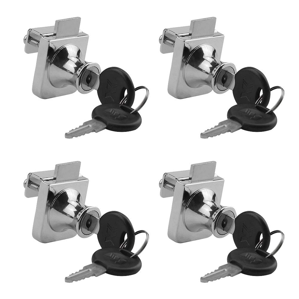 TOVOT 4PCS Glass Locks with Same Keys Locks for Showcase Display Cabinet, 5-8mm Thicken Glass, Single Door
