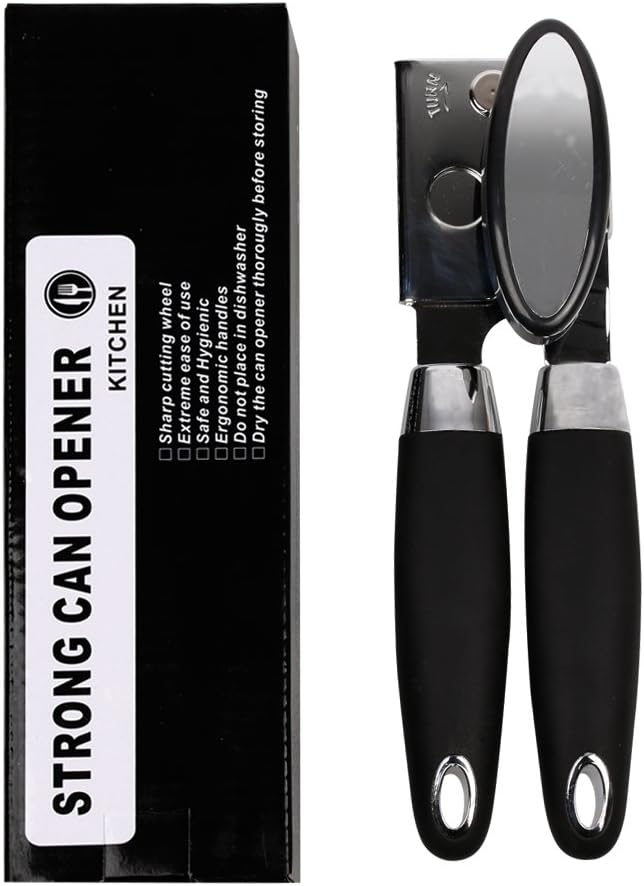 Topeer Manual Can Opener Heavy Duty Stainless Steel Can Opener Black