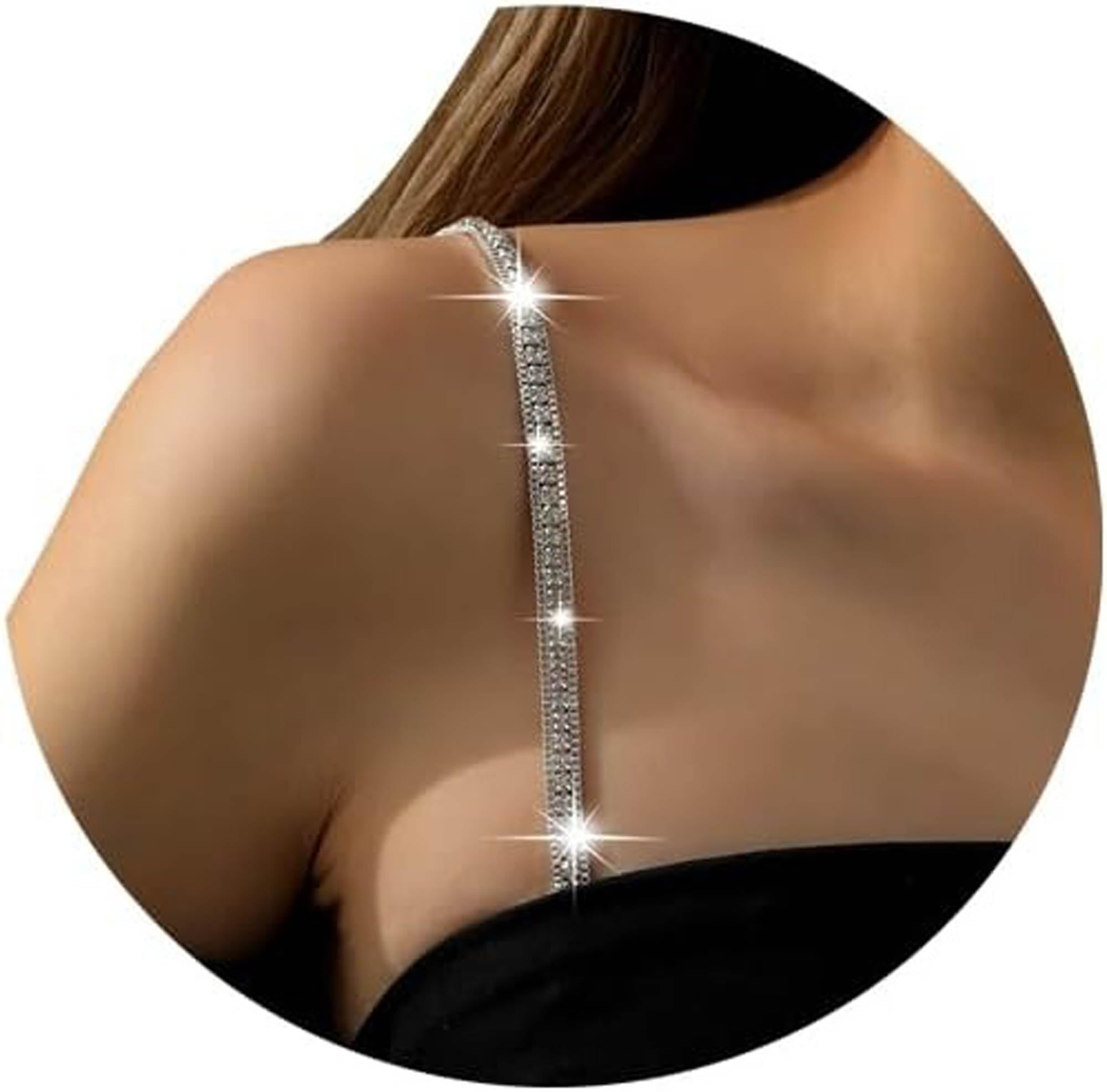 2 Pcs Adjustable Rhinestone Bra Straps for Women | Non-Slip Bling Shoulder Straps | Sexy Crystal Dress Accessories | Replacement for Wedding, Party Outfits & Beachwear