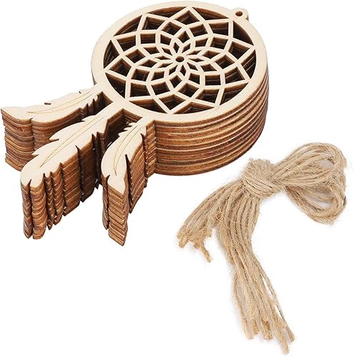 Kit de atrapasueños de madera, 20 piezas innovadoras de madera para atrapasueños, colgante, manualidades, decoración del hogar