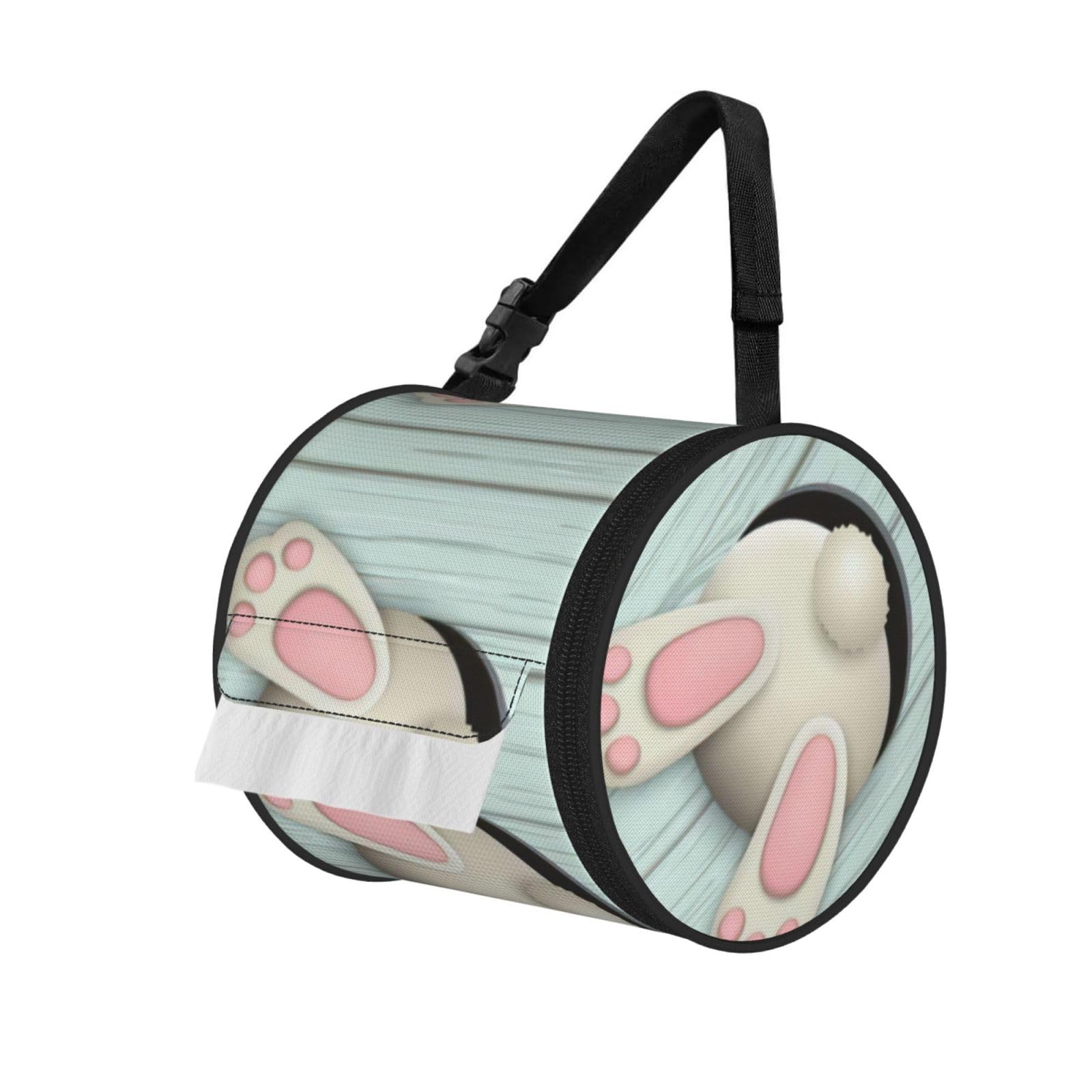 Lovely Easter Rabbit Colors Eggs Bunny Print Fashion Tissues Organizer Box, Hanging Tissue Holder For Purse Coins For Car Office Daily Outing