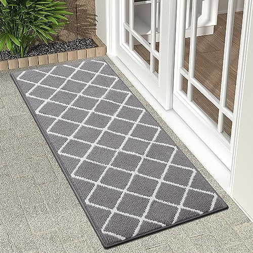 Finchitty Indoor Door Mat, Non-Slip Absorbent Resist Dirt Entrance Mat, Washable Mats for Entryway, Low-Profile Inside Floor Doormat, 47" x 20", Grey