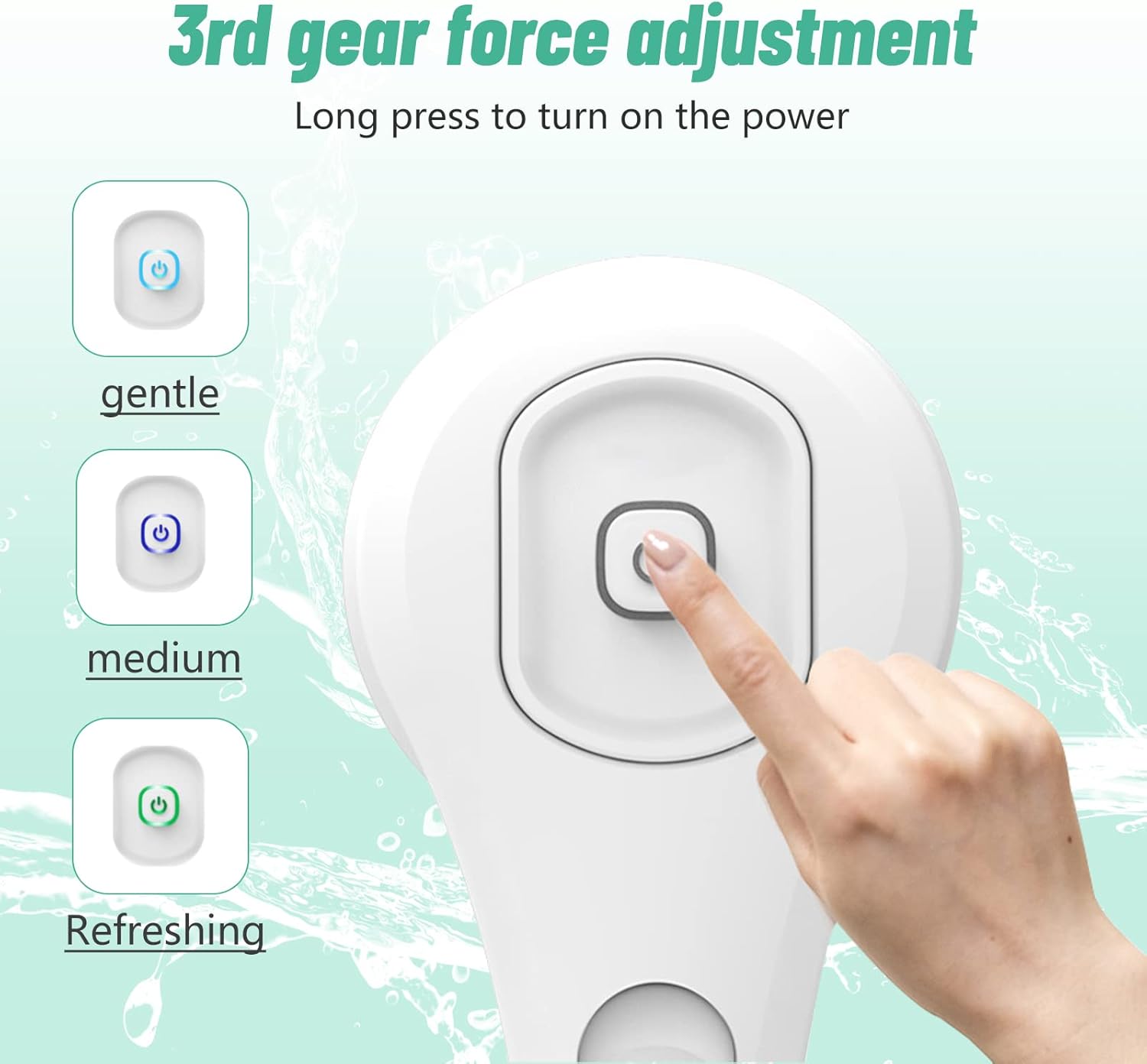 Longzhuo Electric Back Scrubber for Shower with 6 Brush Heads, Rechargeable Bath Brush, Electric Body Scrubber with Long Handle, for Cleanse, Massage, Exfoliate and Pamper Your Skin (Sapphire Blue) - Image 4