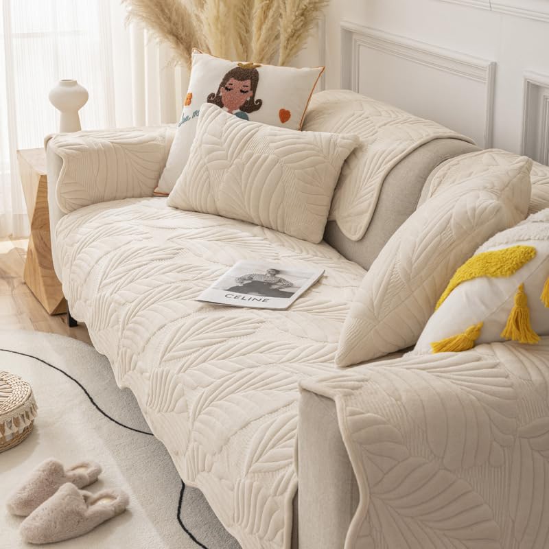 Housse de canapé en peluche de qualité supérieure beige douce 70x180