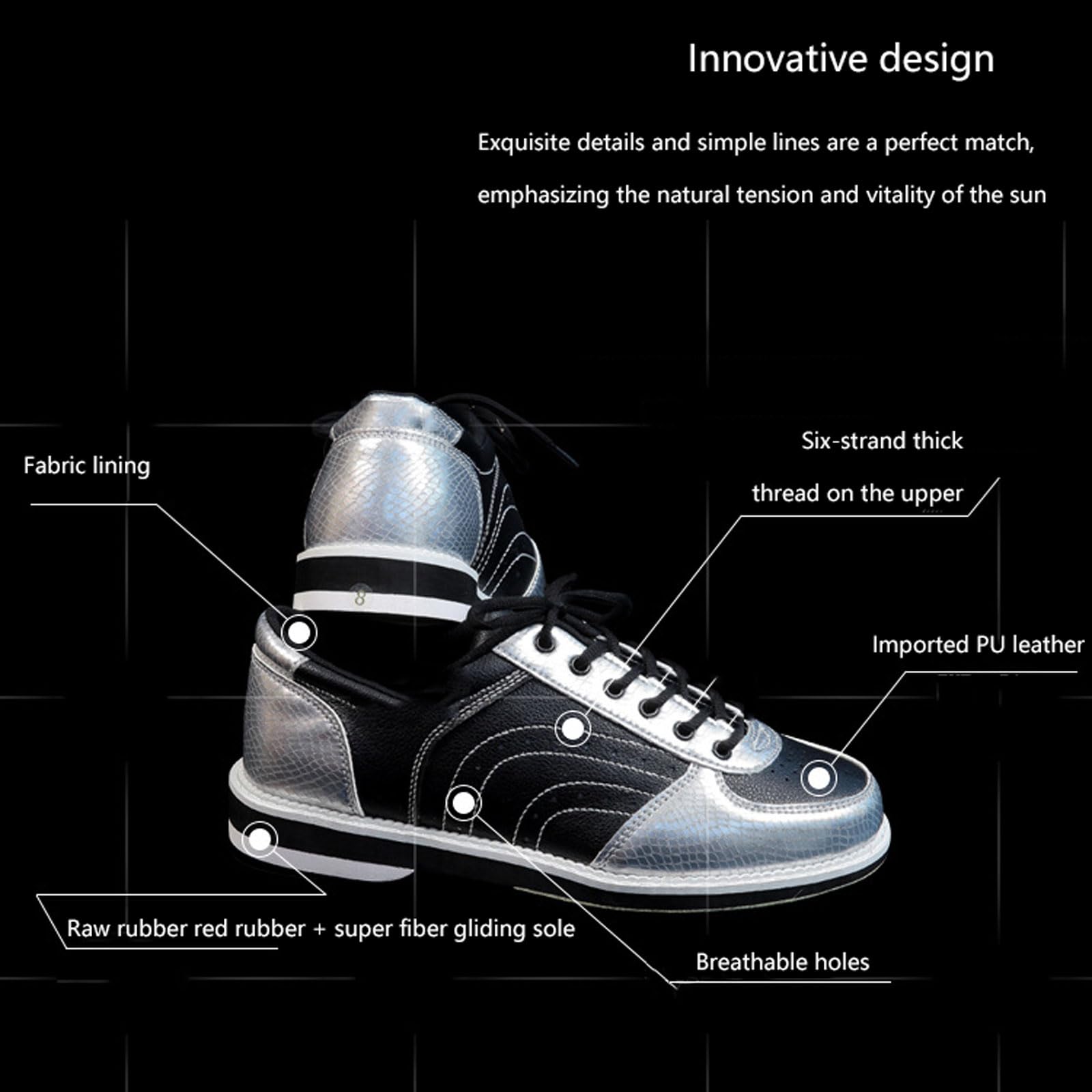 Bowlingschuhe Für Herren,Damen bowling-Schuhe,Leder Bowlingschuhe Unisex,Indoor-Bowling-Trainingsschuhe,Lace Up Leichte Rasen Bowling Schuhe,rutschfest Atmungsaktiv,für Anfänger und Profis