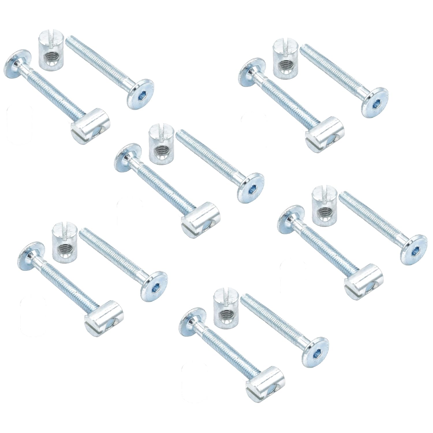 M6 x 60mm Furniture Bolt & Barrel Nut for the Assembly of Cots Beds Furniture Barrel Screws Bolt Nuts Hex Drive Socket Cap Furniture Cot Bed Bolt Allen Head With Barrel Nut (Pack of 12)