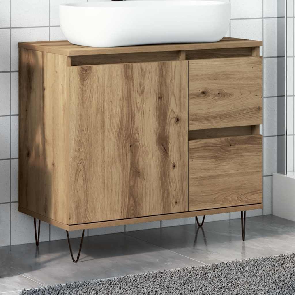 vidaXL Mueble de Lavabo Madera de ingeniería Roble Artisan 65x33x60 cm