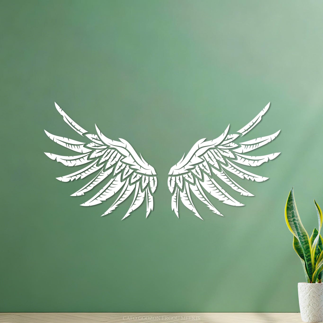 Wall Decals PVC Big Wings Design Elements 47.6x95.1cm Multiple Size Options White