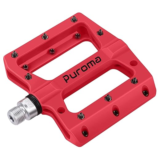 Puroma Mountain Bike Pedal Nylon Fiber Non-Slip 9/16 Inch Bicycle Platform Flat Pedals for Road Mountain BMX MTB Bike