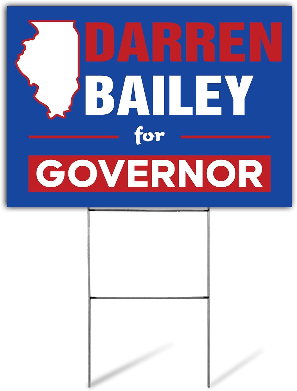 SignPro Darren Bailey For Governor Yard Sign | Darren Bailey Yard Sign | Illinois Governor 2026 | 24" x 18" Corrugated Plastic | Includes H Stake | Double Sided