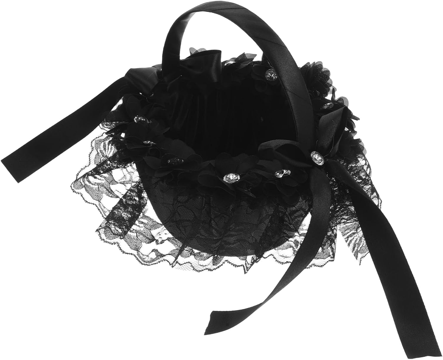 LUOZZY 2 Pcs Wedding Flower Girl Basket Rhinestone Handle Elegant Party Collection Home Decor