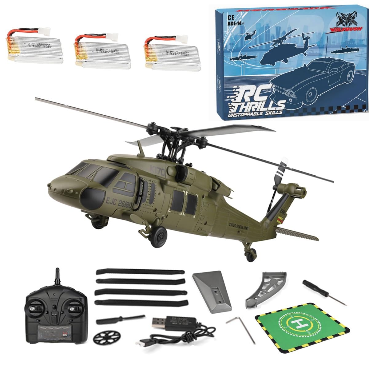 KAROYD RC Helicopter Model, Wltoys K170 BK Hawk UH-60L 170