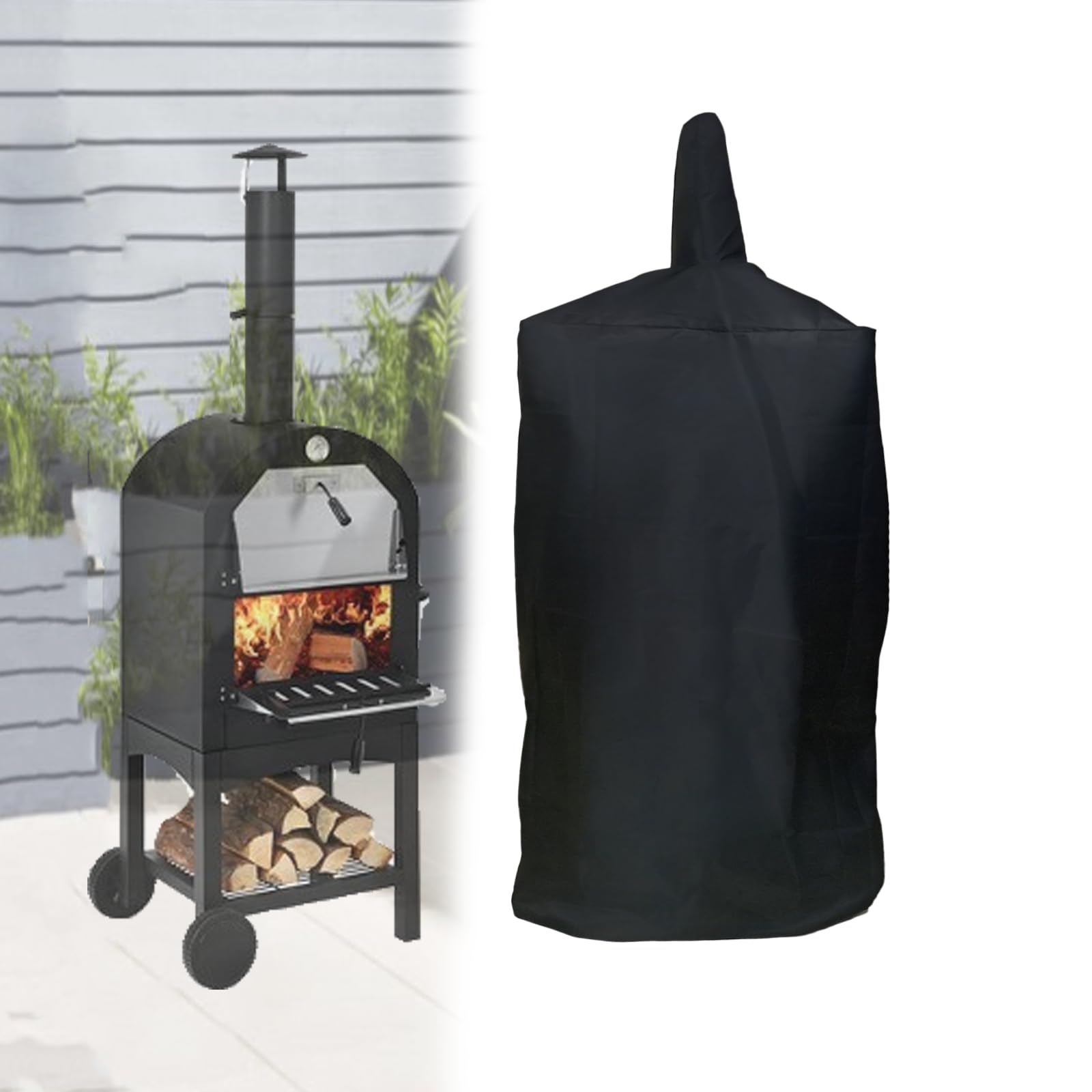 Pizza Oven Cover, Outdoor Waterproof Protective Cover 600D Heavy Duty Oxford Charcoal Fired Bread Oven BBQ Smoker Grill