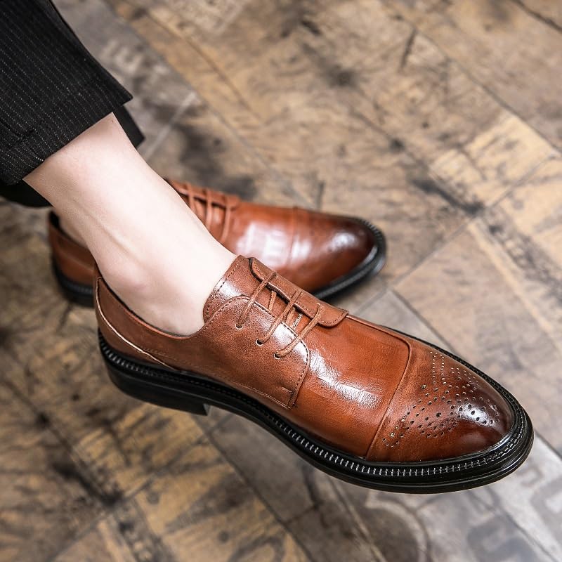 Formal Oxford Shoes for Men Lace Up Breathable Leather Office Anti-Slip Shoe Vintage2