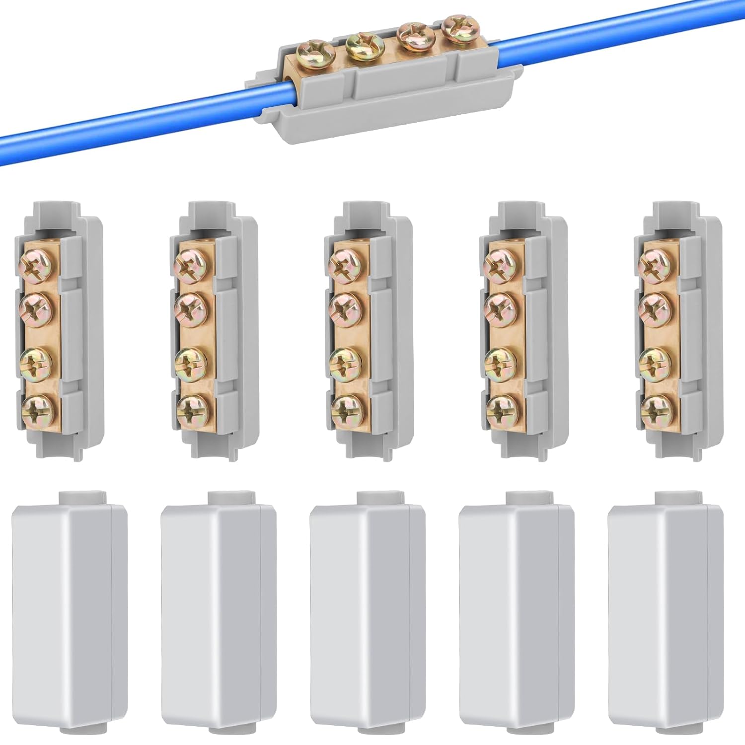 Linkstyle 10PCS 4 AWG Wire Connector Nut Kit, 1 in 1 Out 100A 8-4 Guage Splicing Screw Quick Wiring Connection Terminal Wire Connectors Kit