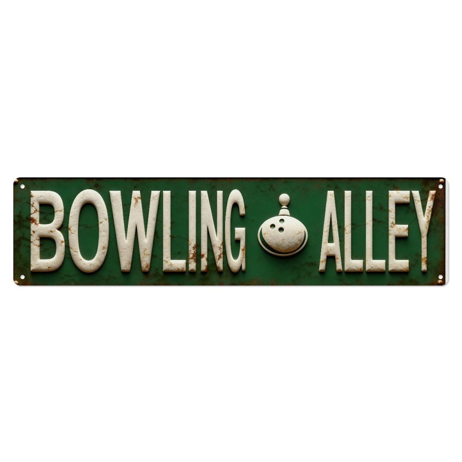 Bowling Alley Sign Pattern Metal Tin Sign Plaque