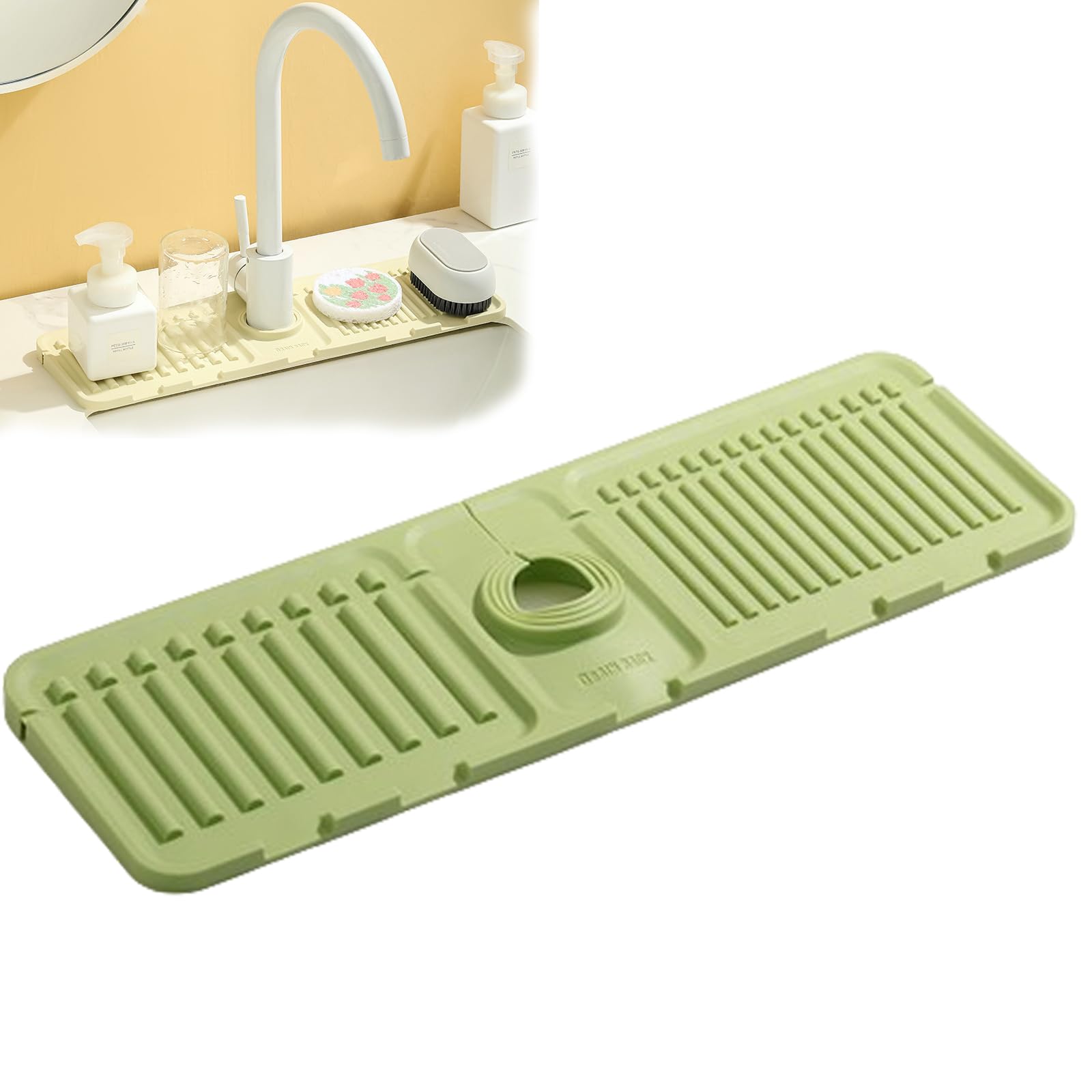NAUXIU Faucet Guard & Draining Mat,kitchen Sink Splash Guard,tap Mat for Kitchen Sink,sink Protectors for Kitchen Sink, Silicone Tap Mat, Drainer Faucet Mat,Tap Protector Mat Sink