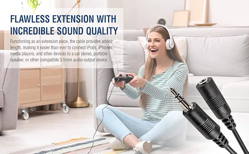 Imbaprice® 6 Feet Professional Quality Nickel Plated 3.5 Mm Male/Female Stereo Audio Extension Cable #TOP6