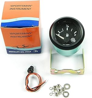 wellenshop 12V Tankuhr Tankanzeige 240-33 Ohm beleuchtet Rundinstrument Benzin-Anzeige Kraftstoffanzeige Benzinuhr