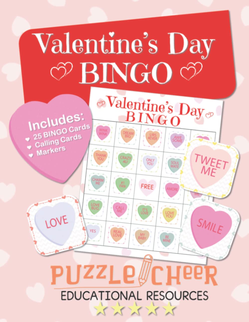 Valentine’s Day Bingo BOOK: Conversation Heart Game for Kid’s Party and Classroom Activity Center