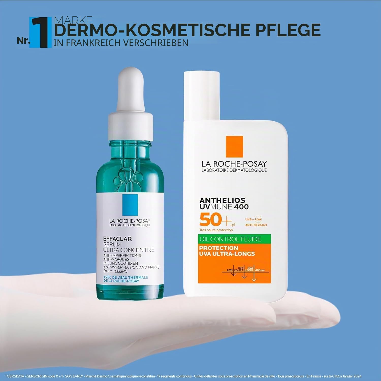 La Roche-Posay | Effaclar Ultra-Konzentriertes Serum mit Salicylsäure 30 ml & Anthelios UVMUNE 400 Oil Control Fluid SPF50+ 50 ml | Duo für unreine Haut & Sonnenschutz SPF 50+
